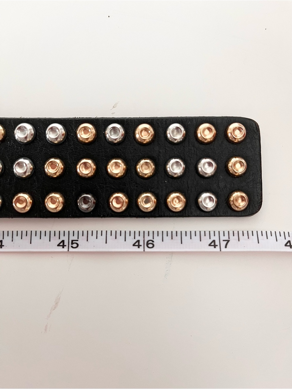 PRISTINE CAbi Studded Leather Belt Black & Sparkle Mixed Metal Studs XL - Picture 6 of 16